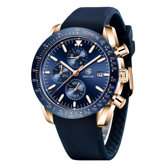 Montre Homme - BENYAR - BY-5140M - Silicone - Acier inoxydable - Résistante à l'eau