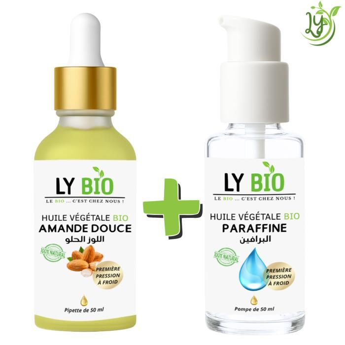 LYBIO PACK HUILE AMANDE DOUCE 50ML - PIPETTE + HUILE PARAFFINE 50ML - POMPE
