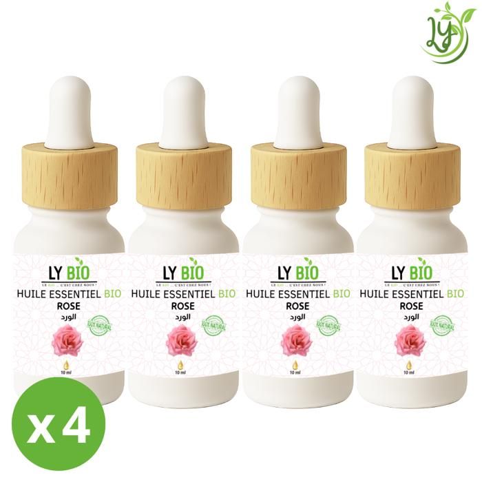 Huile essentielle - LYBIO - Rose - 10ml - Lot de 4 - Anti-âge et apaisante