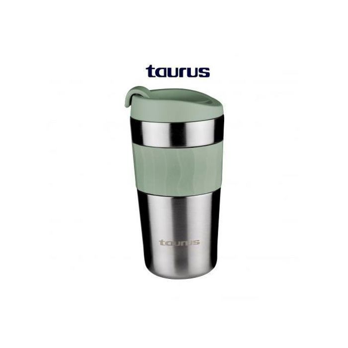 Mug Isotherme - TAURUS - 350 ml - Acier Inoxydable - Silicone - 360° Ouverture