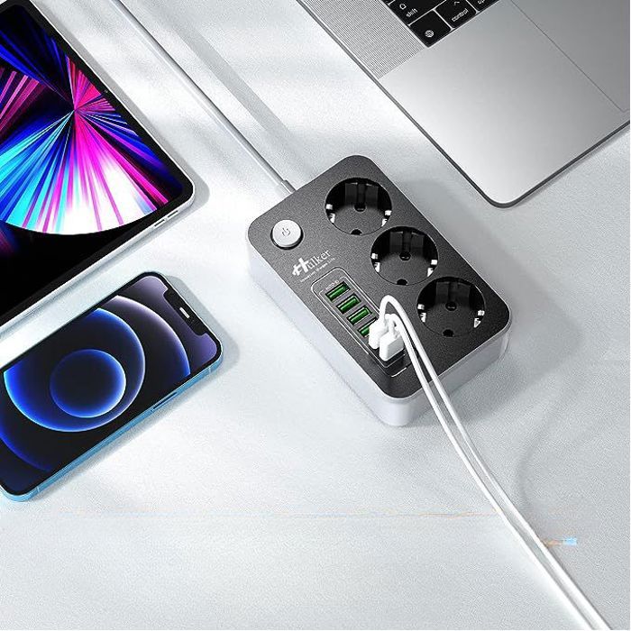 Adaptateur de chargeur intelligent avec 4 prises et 3 ports usb
