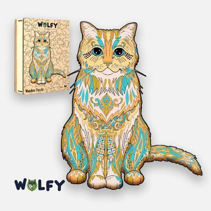 Puzzle en Bois Chat Curieux - Pour Adultes et Enfants +12 Ans