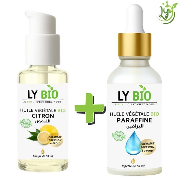 Pack de soins - LYBIO - Huile Citron 50ml - Huile Paraffine 50ml - Hydratant - Mixte