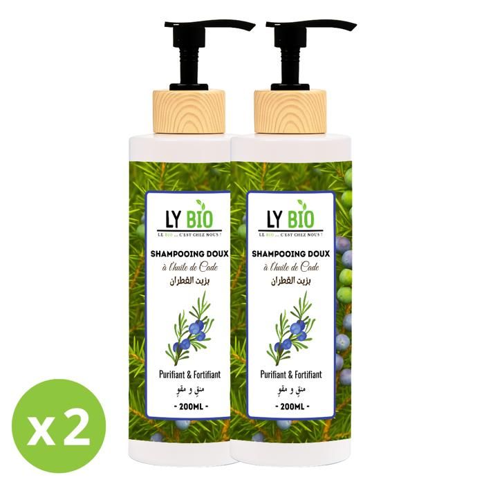 Shampooing - LYBIO - Huile de Cade - Purifiant - Fortifiant - Lot de 2 bouteilles 200ml