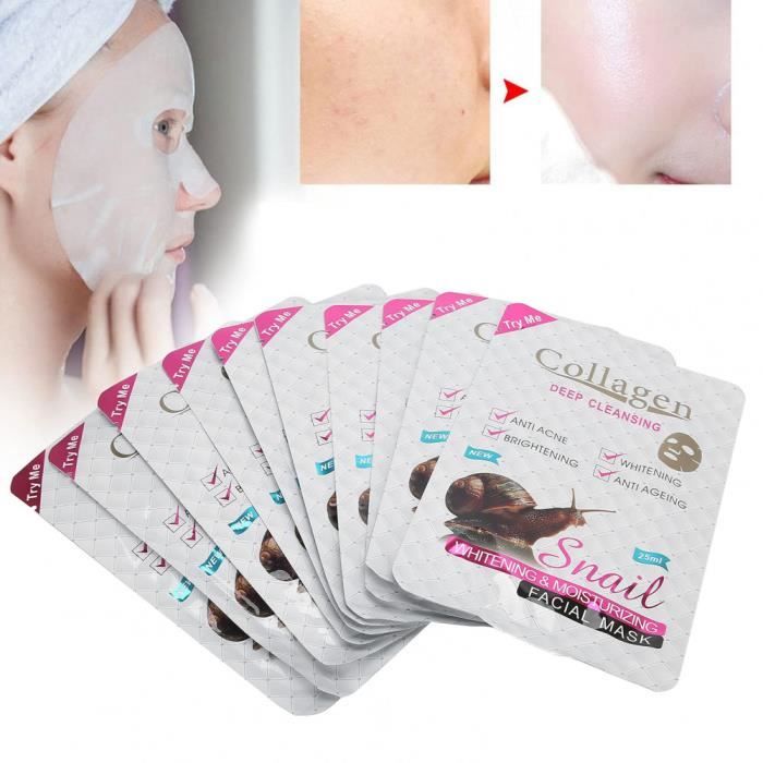 Masque Facial en Feuille - Hydratant Éclaircissant - 10 Pièces - Vegan - Tous Types de Peau