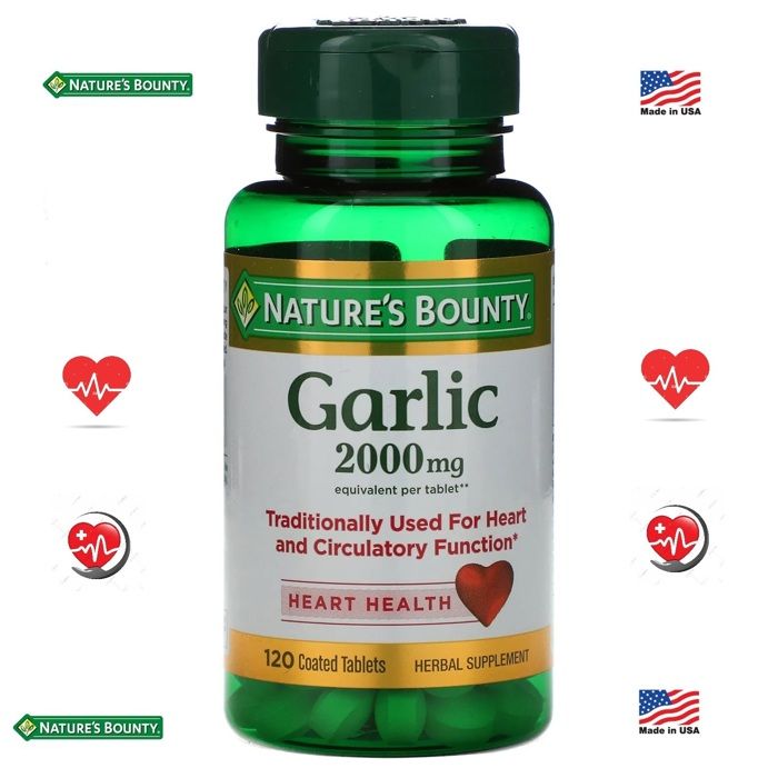 Ail Garlic, Santé Cardiovasculaire, 2 000 mg, 120 Comprimés - Made in USA