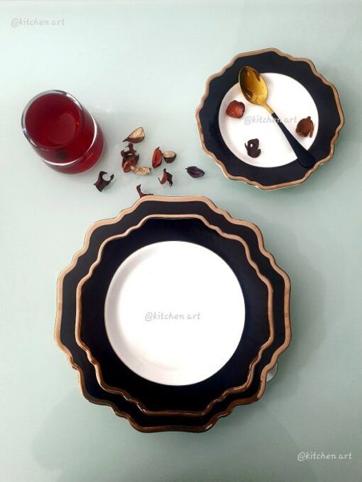 Service de Table 18 pcs Courbé Noir
