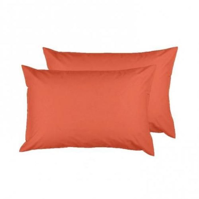 2 Taies D'oreiller uni Orange brique (50x70cm)