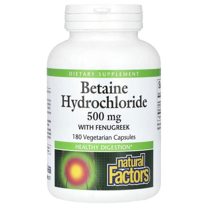 Chlorhydrate de bétaïne avec fenugrec, 500 mg, 180 capsules végétariennes