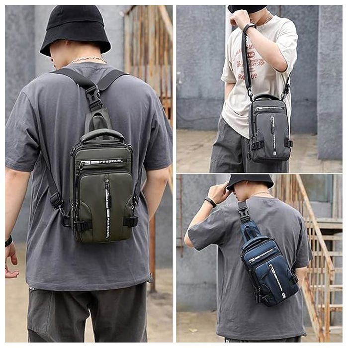 Sac de poitrine KYTRONIC pour hommes et femmes, sac à dos de sport étanche avec port de charge USB  COULEUR noir