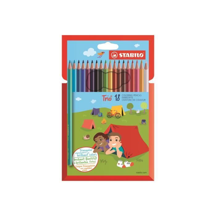 Stabilo Trio Crayon de couleur couleurs assorties 2.5 mm pack de 18