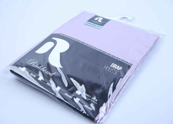 Drap housse coton cardé 180x200 lavande