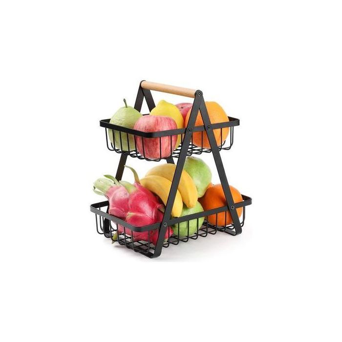 2 Niveaux Corbeille a Fruit, Détachable panier de rangement pour Cuisine