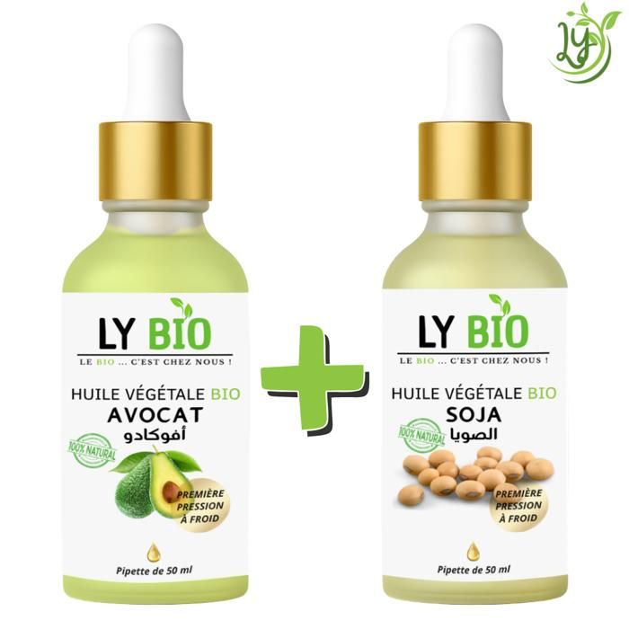 LYBIO PACK HUILE AVOCAT 50ML - PIPETTE + HUILE SOJA 50ML - PIPETTE
