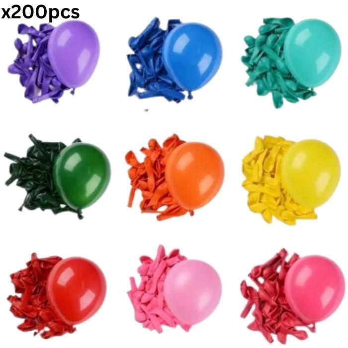 Lot de 200 ballons multicolores pour embellir vos festivités (Couleur aléatoire)
