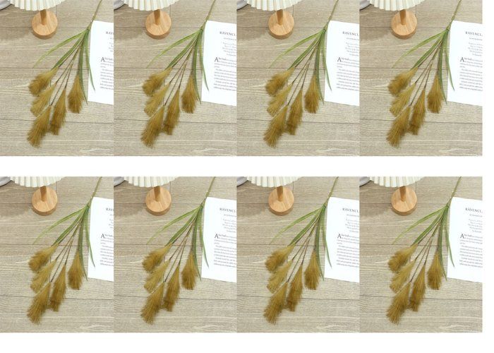 Herbes de pampas artificielles - PLANTANIA - Beige - Lot de 8 - Soie et silicone - Décoration intérieure