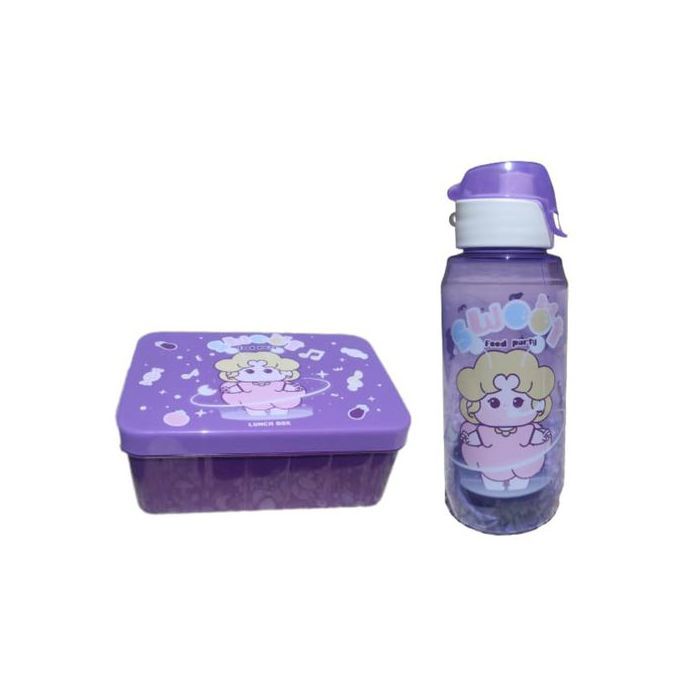 Lunch Box Pour l'école et maternelle avec bouteille et  fourchette et cuillère