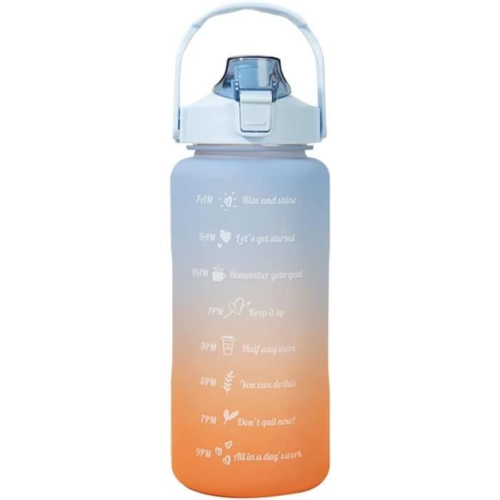 Gourde De Sport,2 Litre Bouteille D'Eau Étanche Avec Paille Et Marqueur De Temps De Motivation Sans Bpa Ouvrir En Un Clic W[u3185]