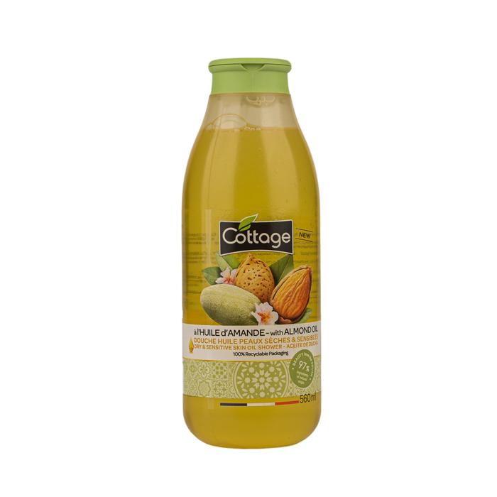 Huile de douche - COTTAGE - Huile d'Amande - 560ml - Texture riche - Parfum délicat