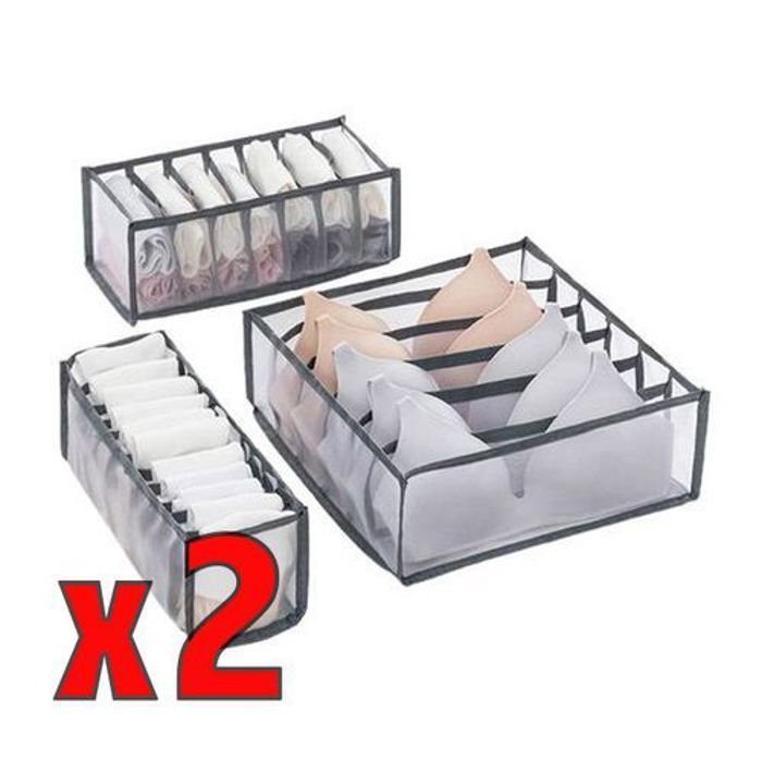 6 ensemble d'organisateur de sous-vêtements multi-grilles pliable
