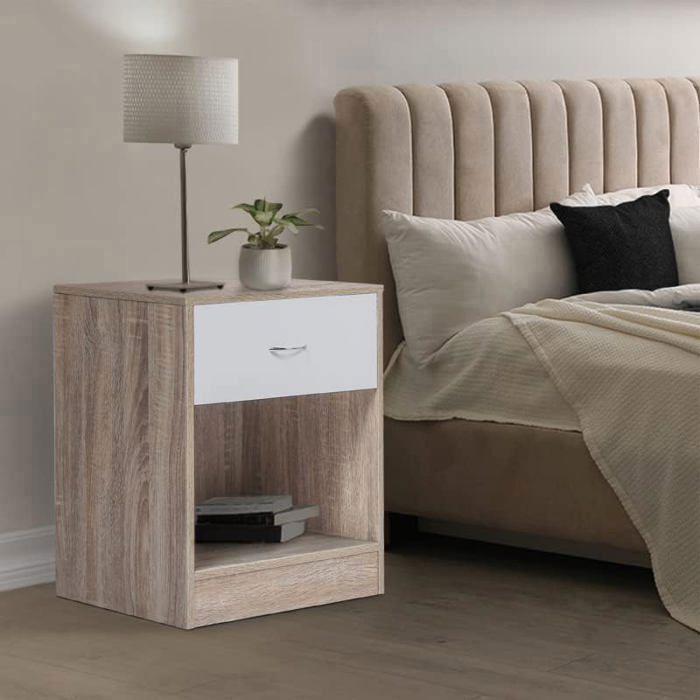 Tables de chevet - MDF - Lot de 2 - 1 tiroir - Bois MDF sonoma - Élégance contemporaine
