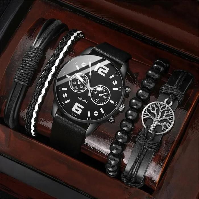 Montre-bracelet à quartz à grand cadran rétro pour hommes,bracelet de sport,classique, décontracté, marron, cuir, mode masculine, en