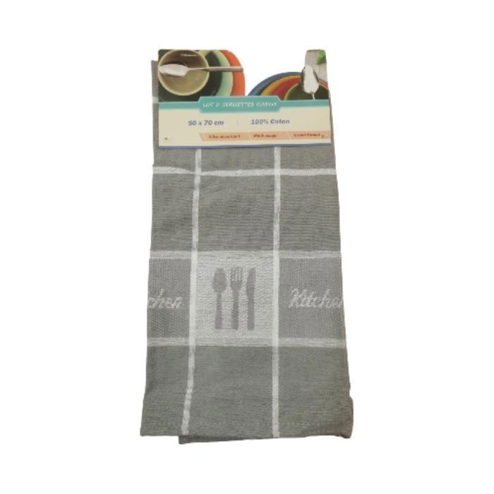 Torchons de Cuisine - Jacquard - Lot de 2 - 50x70 cm - 80 g - Couleur Aléatoire