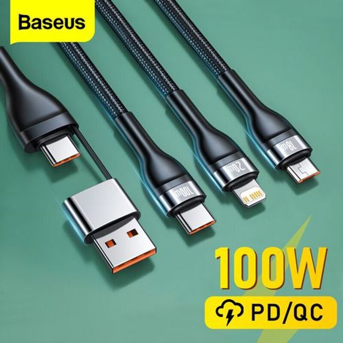 Baseus Câble de Charge USB Micro et Type-C, 3 en 1, 100W 20W, Charge Rapide