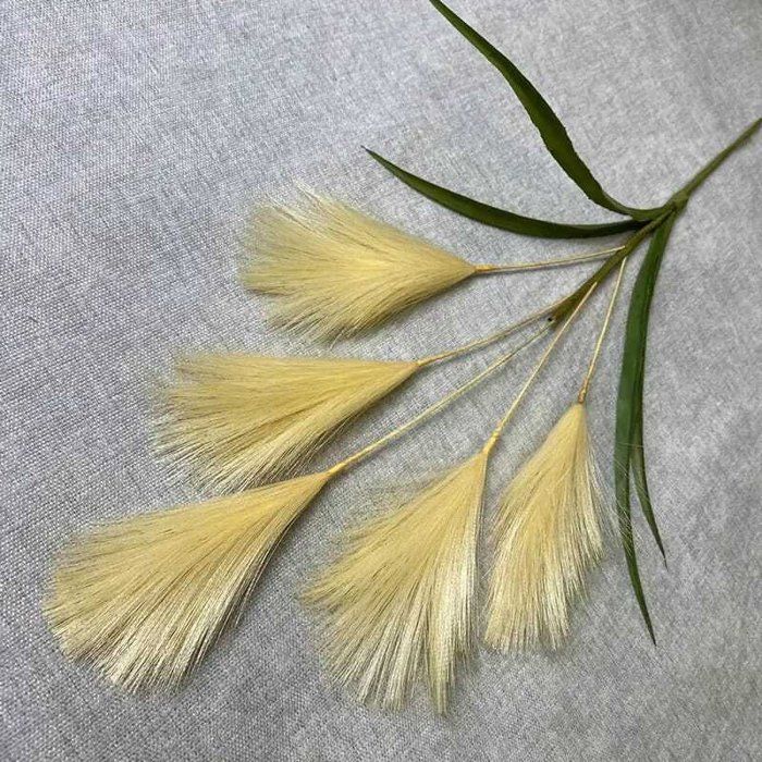 Herbe de pampa artificielle - PLANTANIA - Jaune - Soie et silicone - Décoration intérieure - Style bohème