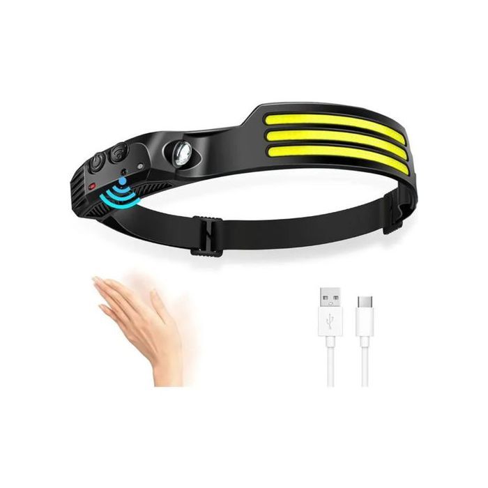 Lampe Frontale LED Rechargeable, Torche Frontale avec Détecteur de Mouvement