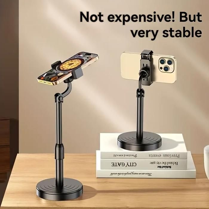 Support de Smartphone ABS à Hauteur Réglable et Angle Multi-Angles avec Base Trépied Stable