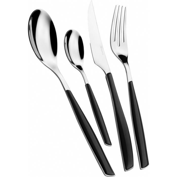 Couverts - BUGATTI - Glamour - 24 pièces - Acier inoxydable 18/10 - Noir - Dimensions 50x28x5.5 cm