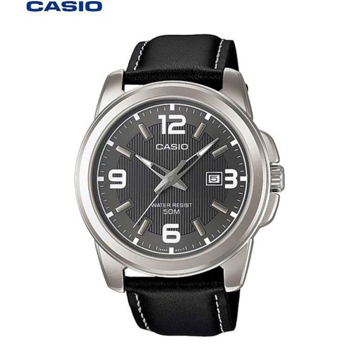 Casio Montre Homme-Quartz Analogique-Cadran Noir-Bracelet Cuir Noir-mtp-1314l-8avdf