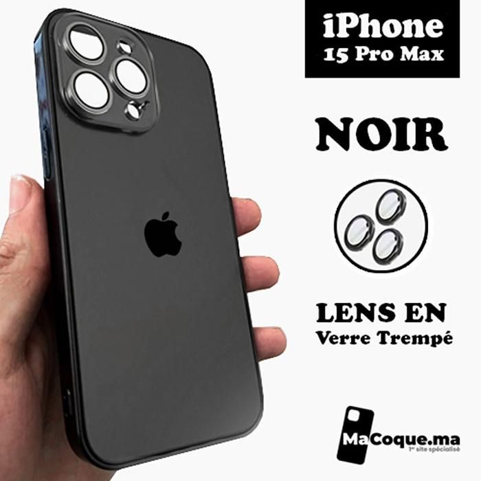 NOIR COQUE IDENTIQUE A VOTRE iPHONE 15 PRO MAX / GLASS LENS
