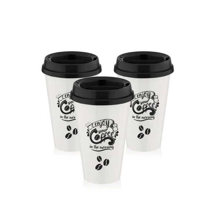 Verres à café - Set de 3 - 450 ml - Beige - Compatible lave-vaisselle