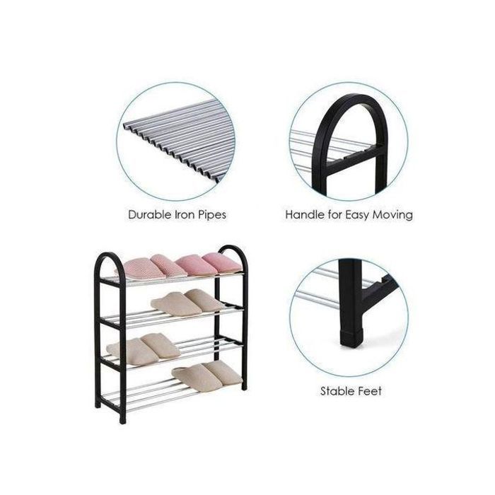 Organisateur de Chaussures sur Pied : 4 Niveaux, Argent/Noir
