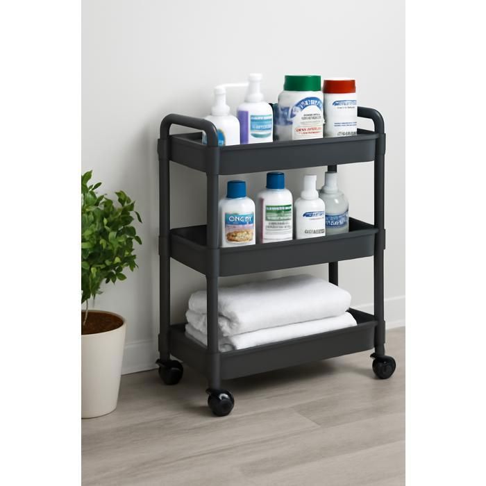 Organisateur de rangement - SP400 - 3 niveaux - Poignées - Noir et blanc  - Contemporain