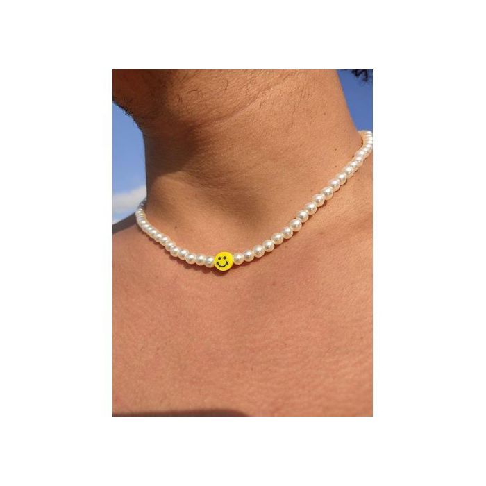 Collier - Non spécifié - Visages Souriants - Perles Blanches - Mixte - Adulte