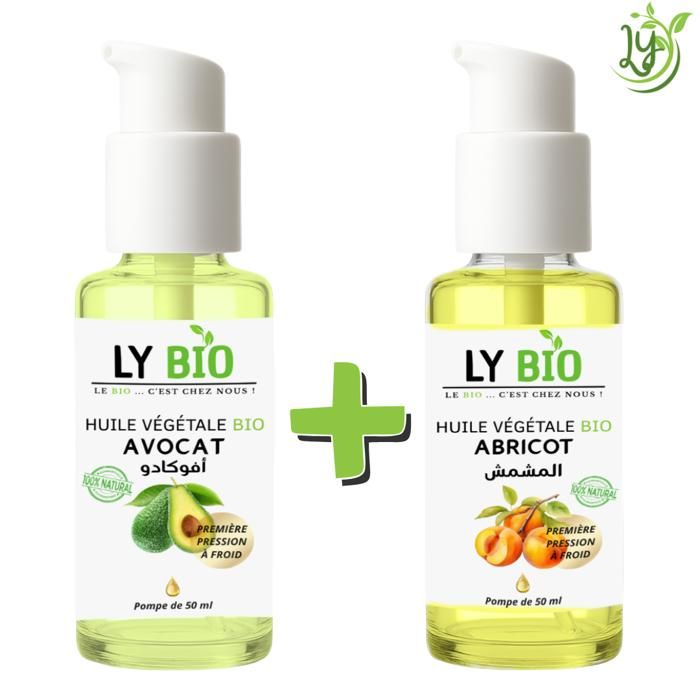 Pack Huile Avocat & Abricot - LYBIO - 50ml - Soin Hydratant - Tous Types de Cheveux - Mixte