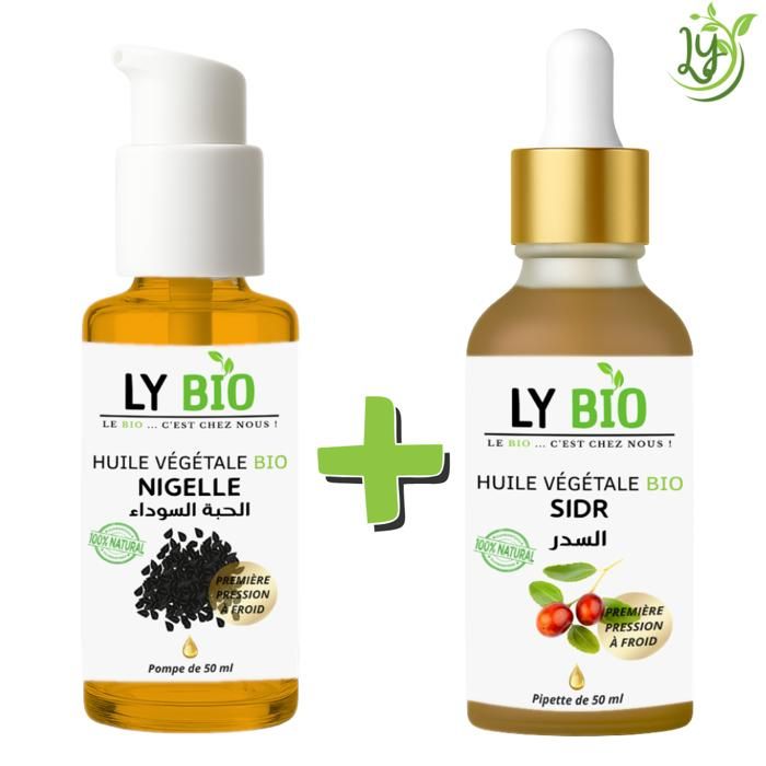LYBIO PACK HUILE NIGELLE 50ML - POMPE + HUILE SIDR 50ML - PIPETTE