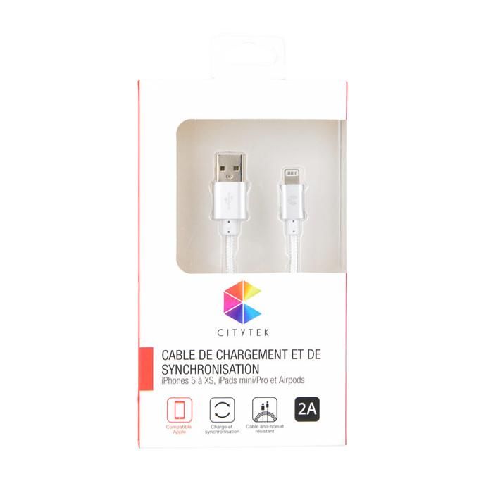 CABLE LIGHTENING NYLN BLANC MF017014 CITYTEK