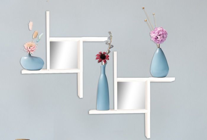 ETAGERE INFINI BLANC AVEC MIROIR 47X47X10 CM