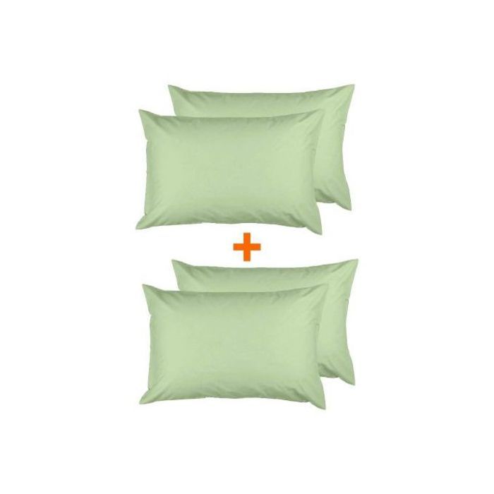 Pack 4 Taies D'oreiller Antiallergique Uni Vert (50x70cm)