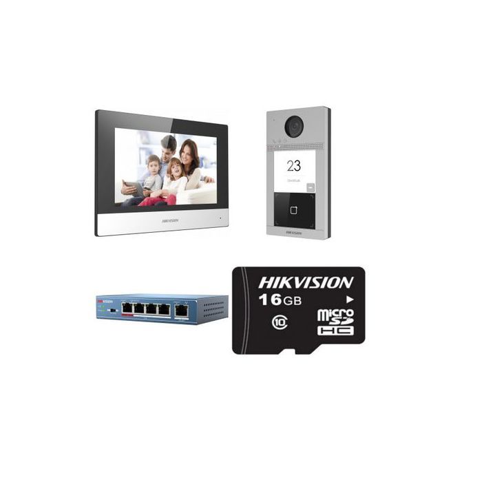 Hikvision Kit interphone vidéo IP antivandale avec lecteur de badge DS-KIS604-S
