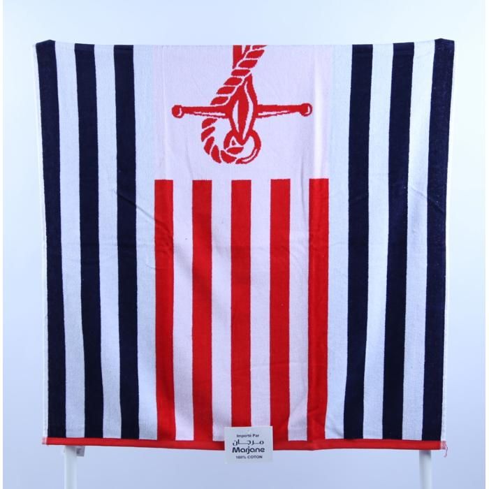 DRAP PLAGE VELOUR JACQUARD - 86X165cm 450G Marinière