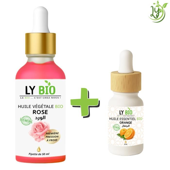 LYBIO PACK HUILE ROSE 50ml - PIPETTE + HUILE ESSENTIEL ORANGE 10ML