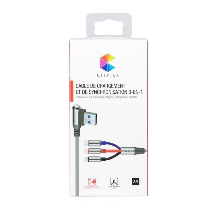 CABLE 3EN1 DATA FC 1.2M MF109261 - CITYTEK