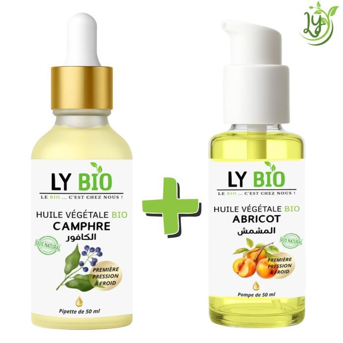 LYBIO PACK HUILE CAMPHREE 50ML - PIPETTE + HUILE ABRICOT 50ML - POMPE
