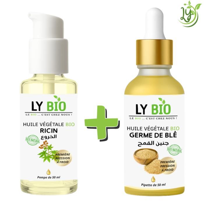 Pack Huile - LYBIO - Ricin 50ml - Germe de Blé 50ml - Hydratant - Mixte