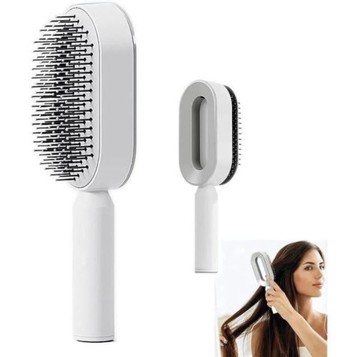 Brosse à cheveux - Autonettoyante - Avec peigne de massage - Design 3D - Pour tous types de cheveux